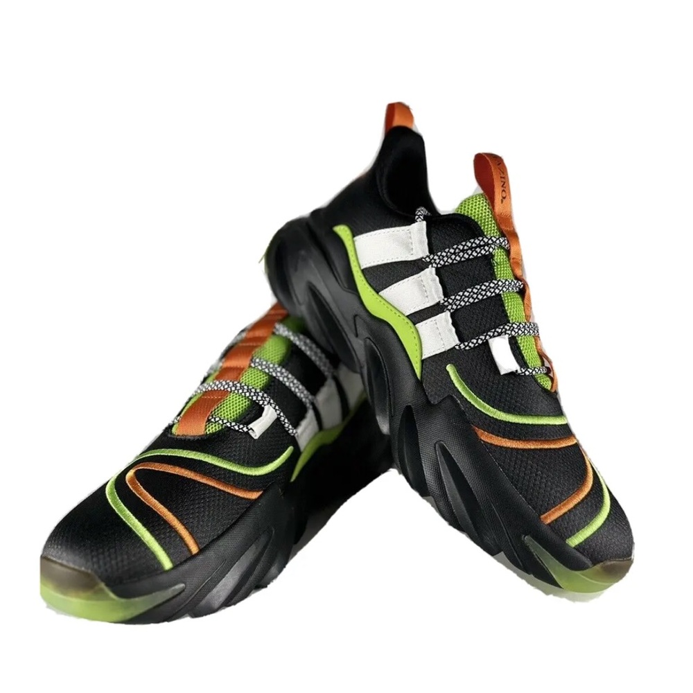 Mazino Stellate Fashion Chunky Sneakers Black Lime Orange Men's Casual Shoes